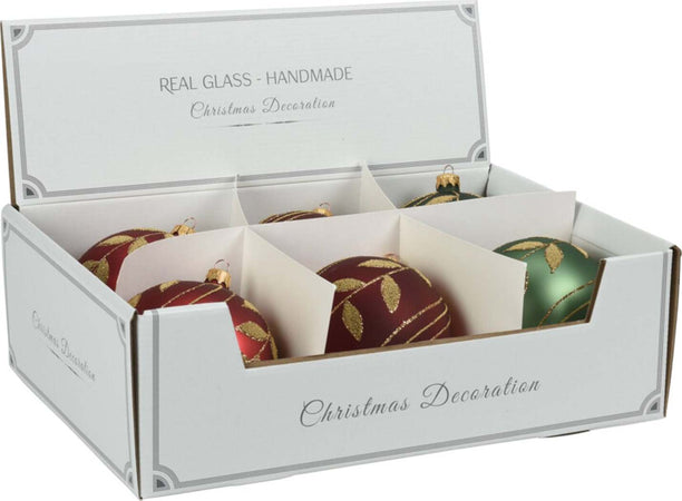 Palline per albero di Natale in vetro decorate da Ø10 cm color Rosso e Verde Casa e cucina/Decorazioni per interni/Addobbi e decorazioni per ricorrenze/Decorazioni natalizie/Addobbi e decorazioni/Palle e palline MagiediNatale.it - Altamura, Commerciovirtuoso.it