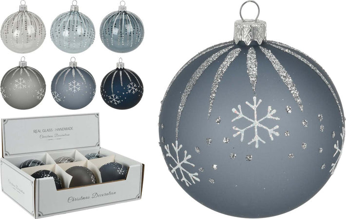 Palline per albero di Natale in vetro decorate da Ø10 cm con fiocchi di neve Casa e cucina/Decorazioni per interni/Addobbi e decorazioni per ricorrenze/Decorazioni natalizie/Addobbi e decorazioni/Palle e palline MagiediNatale.it - Altamura, Commerciovirtuoso.it