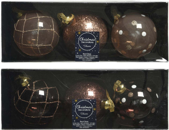 Palline per albero di Natale in vetro decorate da 8 cm, confezione da 3 pezzi Casa e cucina/Decorazioni per interni/Addobbi e decorazioni per ricorrenze/Decorazioni natalizie/Addobbi e decorazioni/Palle e palline MagiediNatale.it - Altamura, Commerciovirtuoso.it