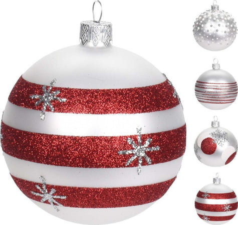 Palline per albero di Natale in vetro decorate fasciate color Bianco e Rosso Casa e cucina/Decorazioni per interni/Addobbi e decorazioni per ricorrenze/Decorazioni natalizie/Addobbi e decorazioni/Palle e palline MagiediNatale.it - Altamura, Commerciovirtuoso.it