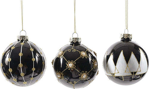 Palline per albero di Natale in vetro decorato con dettagli neri e bianchi Casa e cucina/Decorazioni per interni/Addobbi e decorazioni per ricorrenze/Decorazioni natalizie/Addobbi e decorazioni/Palle e palline MagiediNatale.it - Altamura, Commerciovirtuoso.it