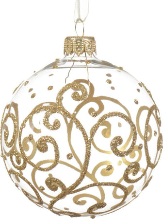 Palline per albero di Natale in vetro decorato trasparente e oro da Ø 8 cm, confezione da 6 pezzi Casa e cucina/Decorazioni per interni/Addobbi e decorazioni per ricorrenze/Decorazioni natalizie/Addobbi e decorazioni/Palle e palline MagiediNatale.it - Altamura, Commerciovirtuoso.it