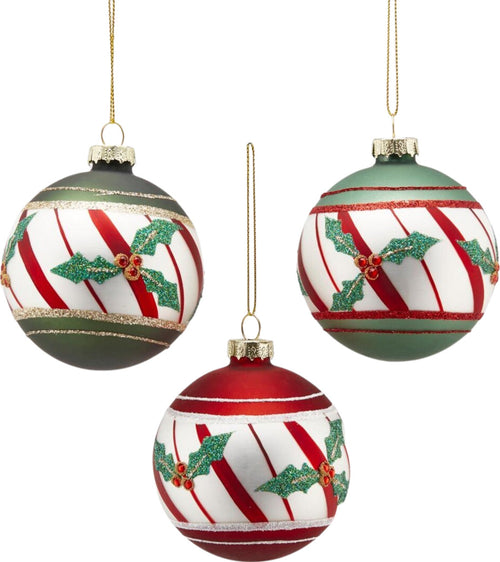 Palline per albero di Natale in vetro, decorazione Agrifoglio, confezione 3 pezzi, Ø 8 cm Casa e cucina/Decorazioni per interni/Addobbi e decorazioni per ricorrenze/Decorazioni natalizie/Addobbi e decorazioni/Palle e palline MagiediNatale.it - Altamura, Commerciovirtuoso.it