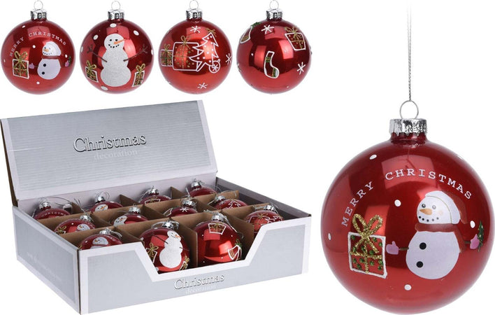 Palline per albero di natale in vetro Rosso da Ø 8 cm pendaglio decorato, 12 Pezzi Casa e cucina/Decorazioni per interni/Addobbi e decorazioni per ricorrenze/Decorazioni natalizie/Addobbi e decorazioni/Palle e palline MagiediNatale.it - Altamura, Commerciovirtuoso.it