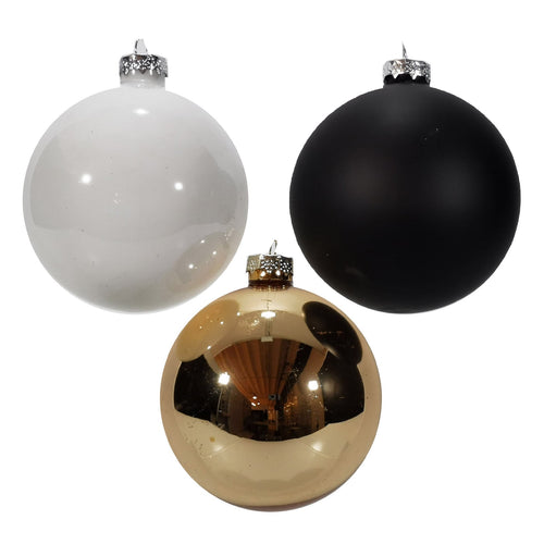 Palline in vetro Mix Oro Nero Bianco tinta unita per albero di Natale