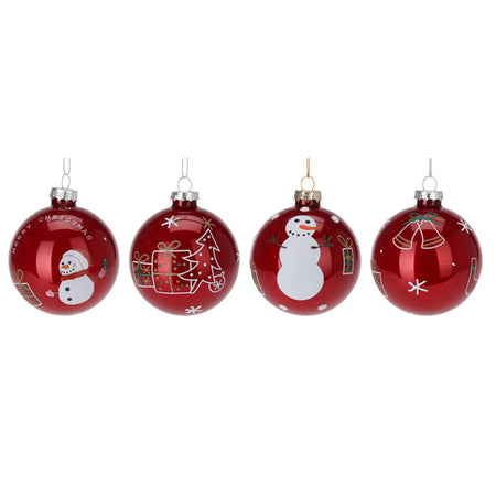 Sfere per albero di Natale in vetro colore rosso per decorazione natalizia