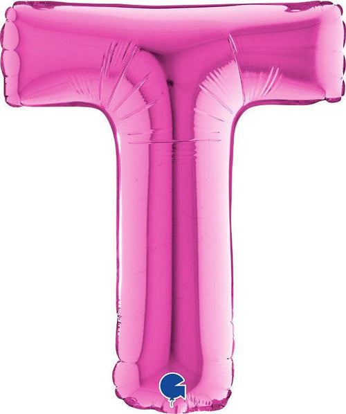 Palloncino-Mylar-14''-(35CM)-Lettera-T-Fuxia-Grabo-Srl-(Palloncini-Mylar)