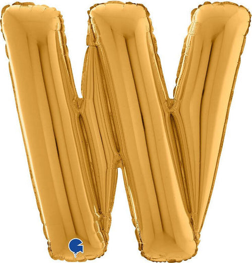Palloncino-Mylar-26''-(65CM)-Lettera-W-Gold-(Oro)-Grabo-Srl-(Palloncini-Mylar)