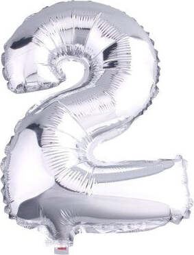 Palloncino-Numero-2-Gonfiabile-Elio-Argento-35-Cm-Compleanno-Festa-Party-Casa