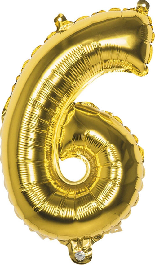 Palloncino-Numero-6-Oro-35cm-Elio-Decorazione-Compleanno-Party-Festa
