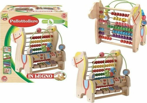 Pallottoliere-In-Legno-A-Forma-Di-Cavallo-Giocattolo-Gioco-Bambini