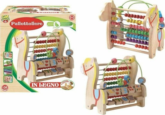 Pallottoliere-In-Legno-A-Forma-Di-Cavallo-Giocattolo-Gioco-Bambini