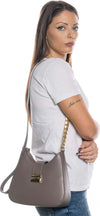 Palma---Borsa-a-spalla-Grigio-da-Donna-in-Pelle