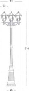 Palo-Alto-Da-Esterno-H216Cm-Esagonale-Alluminio-E-Vetro-Nero-1-Luce-E27