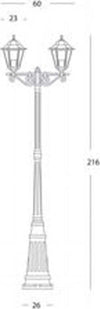 Palo-Alto-Da-Esterno-H216Cm-Esagonale-Alluminio-E-Vetro-Nero-2-Luci-E27