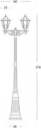Palo-Alto-Da-Esterno-H216Cm-Esagonale-Alluminio-E-Vetro-Nero-2-Luci-E27