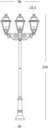 Palo-Da-Esterno-Contemporaneo-250Cm-Elegance-Alluminio-E-Vetro-Grigio-3-Luci-E27