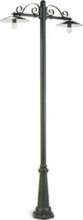 Palo-Da-Esterno-Contemporaneo-Antique-Alluminio-E-Porcellana-Grigio-2-Luci-E27