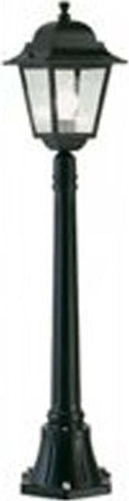 Palo-Da-Esterno-Contemporaneo-H114Cm-Quadrata-Alluminio-E-Vetro-Nero-1-Luce-E27