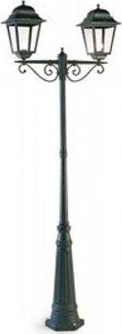 Palo-Da-Esterno-Contemporaneo-H307,5Cm-Mito-Alluminio-E-Vetro-Nero-2-Luci-E27