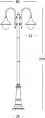 Palo-Da-Esterno-H230Cm-Lampara-Alluminio-E-Termoplastica-Nero-2-Luci-E27