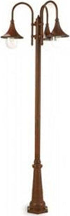 Palo-Da-Esterno-H230Cm-Lampara-Alluminio-E-Termoplastica-Ruggine-3-Luci-E27