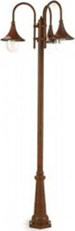 Palo-Da-Esterno-H230Cm-Lampara-Alluminio-E-Termoplastica-Ruggine-3-Luci-E27