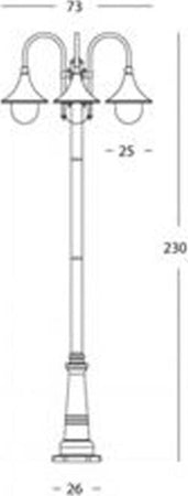 Palo-Da-Esterno-H230Cm-Lampara-Alluminio-E-Termoplastica-Ruggine-3-Luci-E27