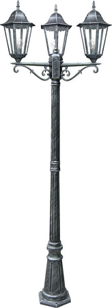 Palo Firenze Nero/Argento 3Xe27 Ip44 218X76,5Cm Illuminazione/Illuminazione per esterni/Luci per sentieri Led Mall Home - Napoli, Commerciovirtuoso.it