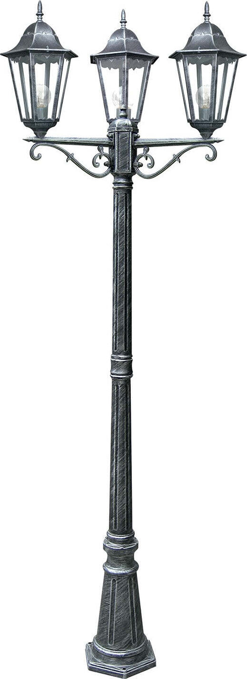 Palo Firenze Nero/Argento 3Xe27 Ip44 218X76,5Cm Illuminazione/Illuminazione per esterni/Luci per sentieri Led Mall Home - Napoli, Commerciovirtuoso.it