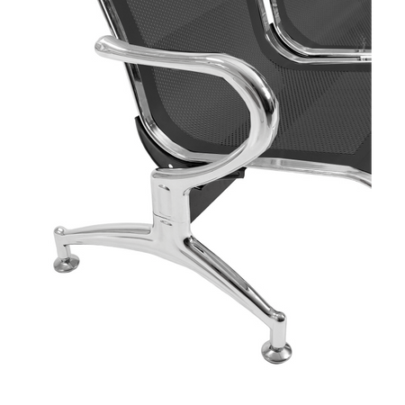 Panca in acciao per sala attesa ufficio studio a 3 posti - colore nero