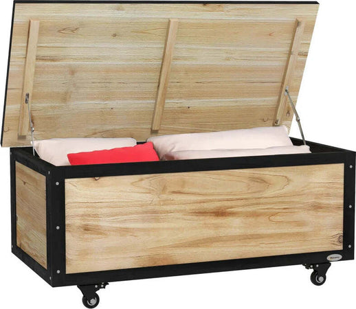 Panca-Contenitore-da-121L-con-4-Rotelle-e-Maniglie-in-Legno-e-Acciaio,-100x50x43cm,-Colore-Legno-84G-322V00ND