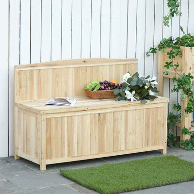 Panca-Contenitore-da-Esterno-in-Legno-di-Abete-Naturale-con-Schienale-per-Giardino-e-Terrazza,-115x45x75cm-84B-460
