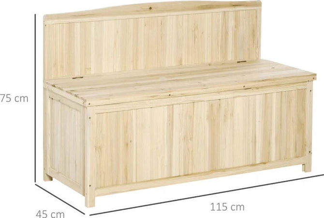 Panca-Contenitore-da-Esterno-in-Legno-di-Abete-Naturale-con-Schienale-per-Giardino-e-Terrazza,-115x45x75cm-84B-460