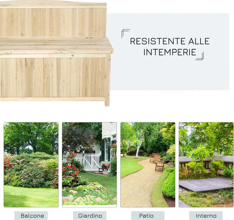 Panca-Contenitore-da-Esterno-in-Legno-di-Abete-Naturale-con-Schienale-per-Giardino-e-Terrazza,-115x45x75cm-84B-460