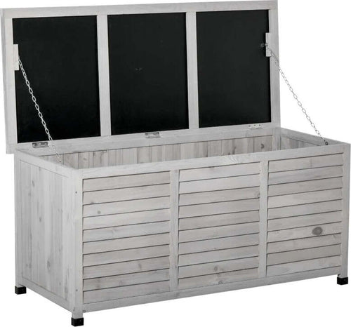 Panca-Contenitore-in-Legno-di-Abete,-Cassapanca-da-Esterno-con-Piedini-Antiscivolo-127x56x60cm,-Grigio-84B-458GY