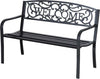Panca-da-Giardino-2-Posti-in-Metallo-Nero,-Design-Vintage,-127-x-60-x-87cm-840-037