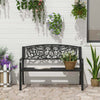 Panca-da-Giardino-2-Posti-in-Metallo-Nero,-Design-Vintage,-127-x-60-x-87cm-840-037