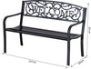 Panca-da-Giardino-2-Posti-in-Metallo-Nero,-Design-Vintage,-127-x-60-x-87cm-840-037