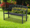 Panca-da-Giardino-2-Posti-in-Metallo-Nero,-Design-Vintage,-127-x-60-x-87cm-840-037