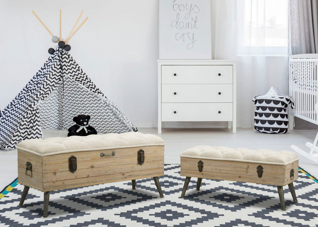 Panca-in-tessuto-con-contenitore-in-legno-gambe-in-ferro-per-interni-set-da-2