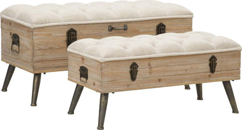 Panca-in-tessuto-con-contenitore-in-legno-gambe-in-ferro-per-interni-set-da-2