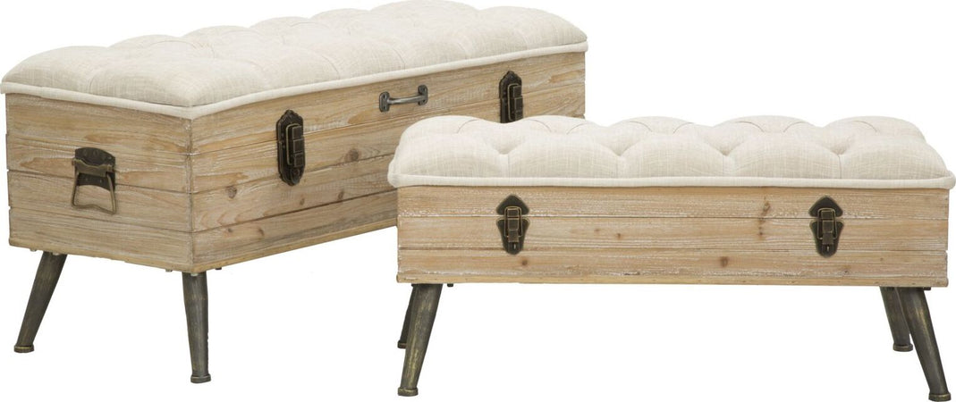 Panca-in-tessuto-con-contenitore-in-legno-gambe-in-ferro-per-interni-set-da-2