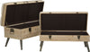 Panca-in-tessuto-con-contenitore-in-legno-gambe-in-ferro-per-interni-set-da-2