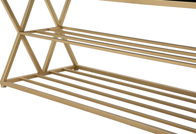 Panca-in-velluto-struttura-in-metallo-con-porta-scarpe-color-oro-per-interni