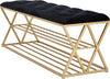 Panca-in-velluto-struttura-in-metallo-con-porta-scarpe-color-oro-per-interni