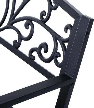 Panca-Panchina-da-Giardino-Esterno-Metallo,-Ghisa-127-×-60-×-85cm-Nero-84B-009