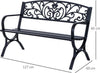 Panca-Panchina-da-Giardino-Esterno-Metallo,-Ghisa-127-×-60-×-85cm-Nero-84B-009