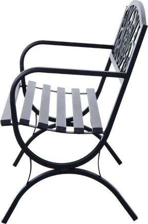 Panca-Panchina-da-Giardino-Esterno-Metallo,-Ghisa-127-×-60-×-85cm-Nero-84B-009