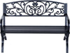 Panca-Panchina-da-Giardino-Esterno-Metallo,-Ghisa-127-×-60-×-85cm-Nero-84B-009